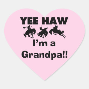 Yee Haw Jag är farfar T-shirts och gåvor Hjärtformat Klistermärke