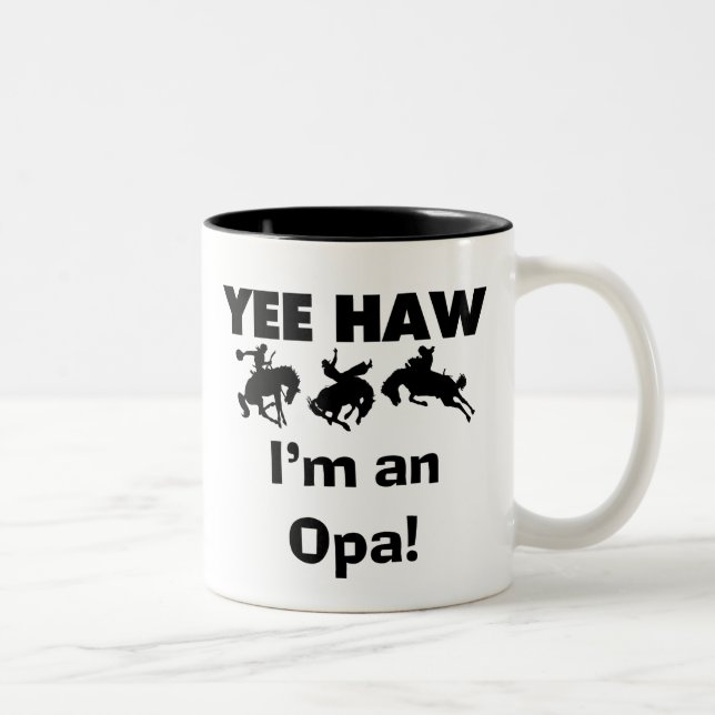 Yee Haw Jag är Opa T-shirts och presenter Två-Tonad Mugg (Höger)