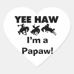 Yee Haw Jag är papaw Tshirts och Gifts Hjärtformat Klistermärke