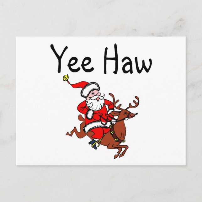 Yee Haw jul Cowboy Jultomten Helg Vykort (Framsida)