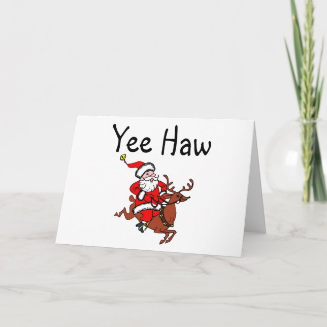 Yee Haw jul Cowboy Jultomten Helgkort (Framsida)