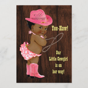 Yee-Haw! Lantlig baby shower för etnisk Cowgirl Inbjudningar