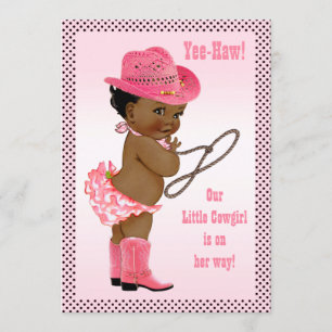 Yee-Haw! Little Ethnic Cowgirl Baby Shower Inbjudningar