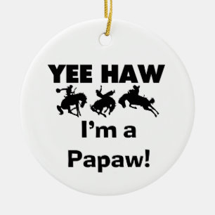 Yee Haw mig förmiddag Tshirts och gåvor för en Julgransprydnad Keramik