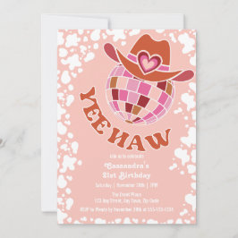 Yee Haw Peach Disco Cowgirl Rodeo Birthday Inbjudningar