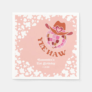 Yee Haw Peach Disco Cowgirl Rodeo Birthday Pappersservett