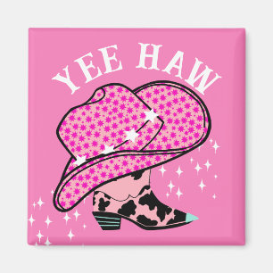 Yee Haw Rosa Cowgirl Rodeo Hat Boot Magnet