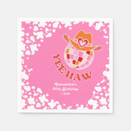 Yee Haw Rosa Disco Cowgirl Rodeo Birthday Pappersservett