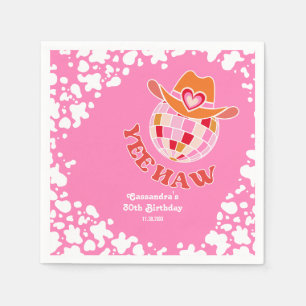 Yee Haw Rosa Disco Cowgirl Rodeo Birthday Pappersservett