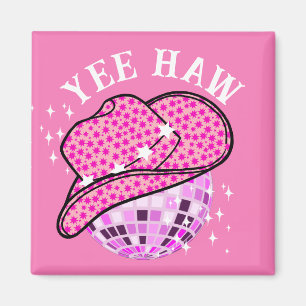 Yee Haw Rosa Lila Cowgirl Disco Rodeo Magnet