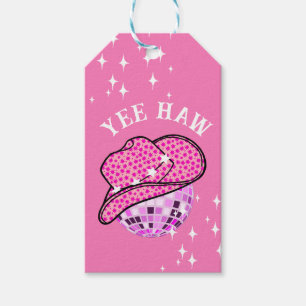 Yee Haw Rosa Lila Cowgirl Disco Rodeo Presentetikett