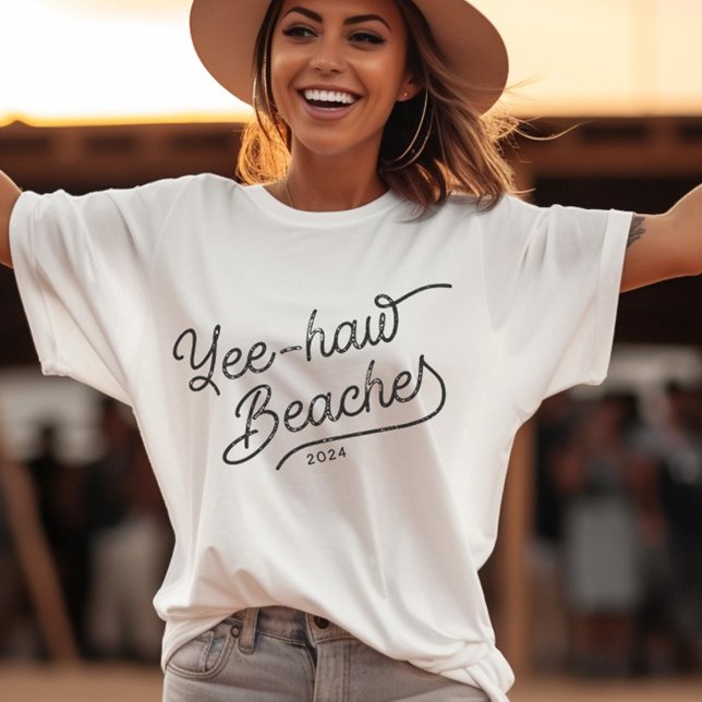 Yee-haw-stränder, Anpassningsbar Matching Vacation T Shirt (Yee-haw Beaches! Embrace the bohemian bad-ass within! )