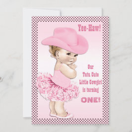 Yee-Haw! Tutu Cute Little Cowgirl Baby Birthday Inbjudningar