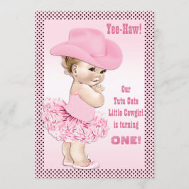 Yee-Haw! Tutu Cute Little Cowgirl Baby Birthday Inbjudningar