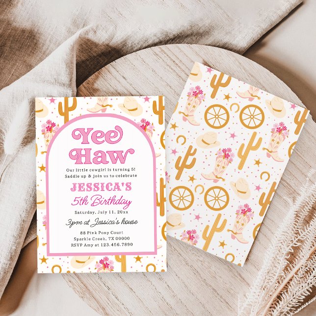 Yee Haw Western Cowgirl Fifth Rodeo 5th Birthday Inbjudningar (Skapare uppladdad)