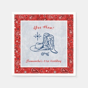 Yee Hur Western Paisley Denim Blue Jeans Birthday Pappersservett
