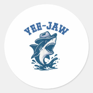 Yee-jaw Shark Funny Cowboy Shark Humor Western Cou Runt Klistermärke