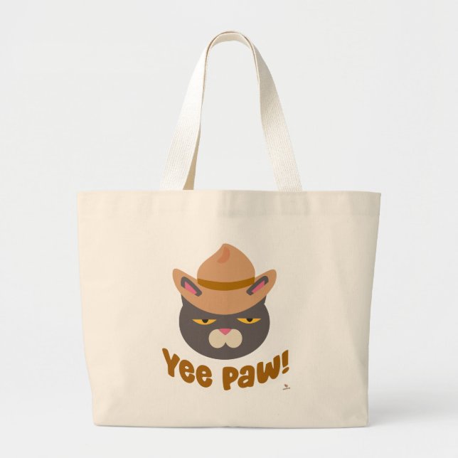 Yee Tass Coola Cowboy Hat Funny Cat Slogan Jumbo Tygkasse (Framsidan)