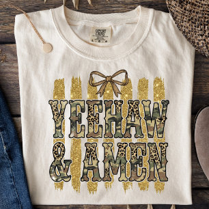 Yeehaw Amen Sydvästlig Cowgirl Kristna T Shirt