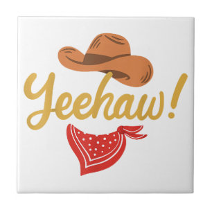 Yeehaw Cowboy Cowgirl Westernare Land Rodeo Kakelplatta