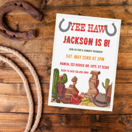 YEEHAW cowboyroundup födelsedagsfest inbjudan
