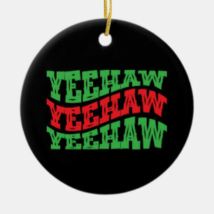 Yeehaw Cowgirl Western Vintage Cowboy Manar Women Julgransprydnad Keramik