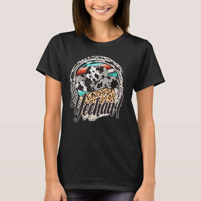 YEEHAW   Leopard Ko-mönstertryck Serape Rodeo T Shirt (Framsida)