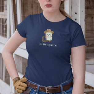 “Yeehaw-lloween!” Rolig Halloween-kowboy-spöke T Shirt