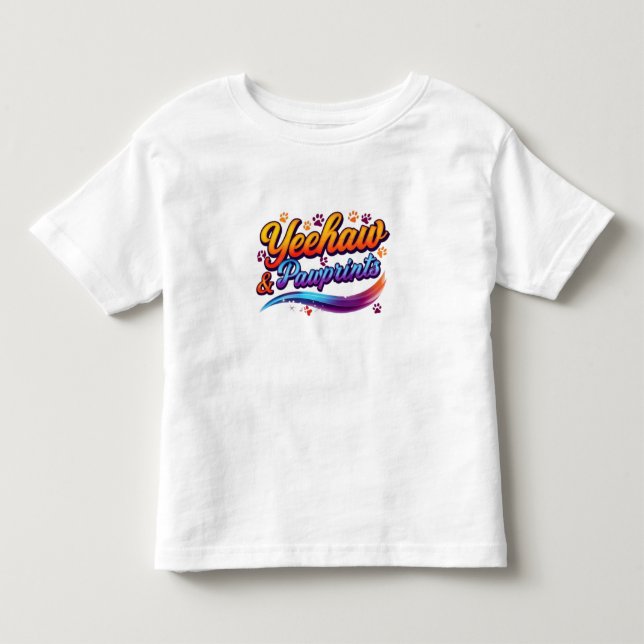 “Yeehaw Pawprints – Söt västern cowboy småbarns T- T Shirt (Framsida)
