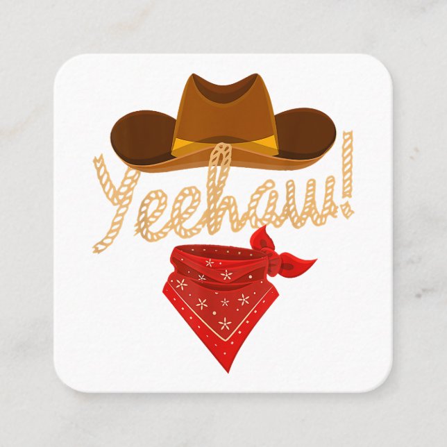Yeehaw Westernare Land Howdy Southern Cowboy Yee H Fyrkantigt Visitkort (Framsida)