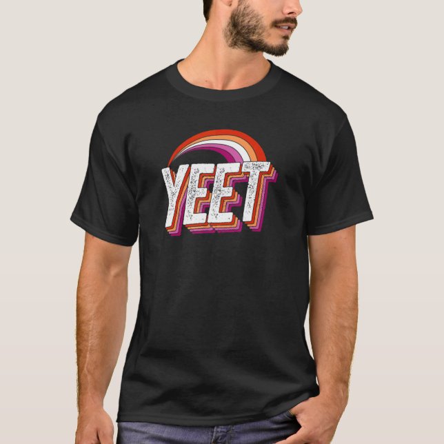 Yeet Meme Lesbisk Pride Flagga Regnbåge Millennial T Shirt (Framsida)