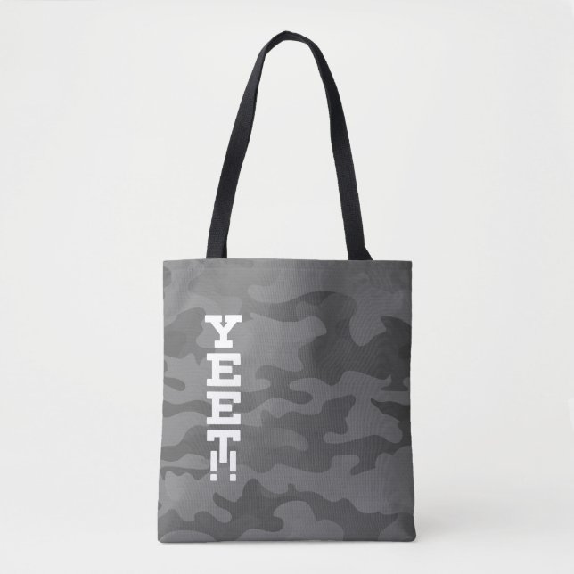 Yeet Slate Grått Stealth Camouflage Tote Bag Tygkasse (Framsida)