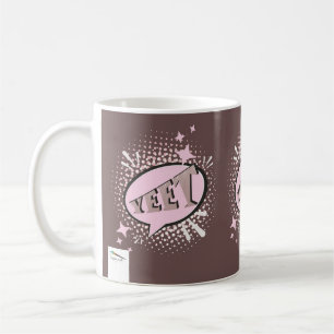 YEET Tecknad Tal Bubble Funny Meme Brown Kaffemugg