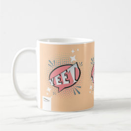 YEET Tecknad Tal Bubble Funny Meme Peach Kaffemugg