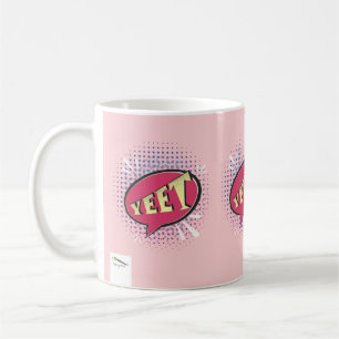 YEET Tecknad Tal Bubble Funny Rosa Kaffemugg