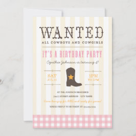 Yehaw! Cowgirl Födelsedagsfest inbjudan
