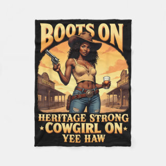 Yehaw Cowgirl on Western Rodeo African American Co Fleecefilt