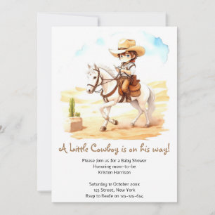 Yehaw Fiesta! Vatercolor Cowboy Baby Shower Inbjudningar