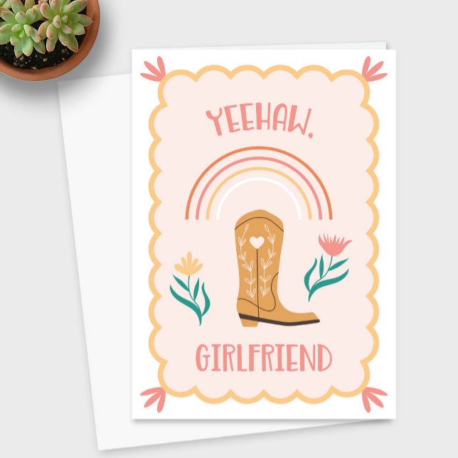 "Yehaw, Girlkompis" Westernt hälsningskort Tack Kort (Yeehaw Girlfriend Western Greeting Card)