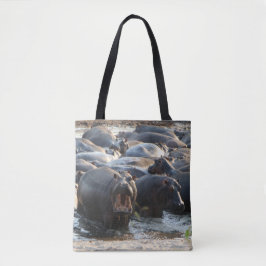 Yelling Hippo Tote Bag Tygkasse