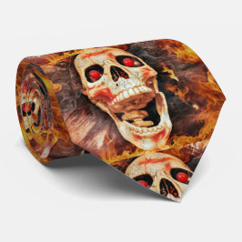 Yelling Skull med Fire Background Halloween Tie Slips