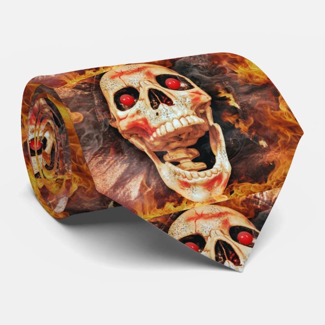 Yelling Skull med Fire Background Halloween Tie Slips (Rullad)