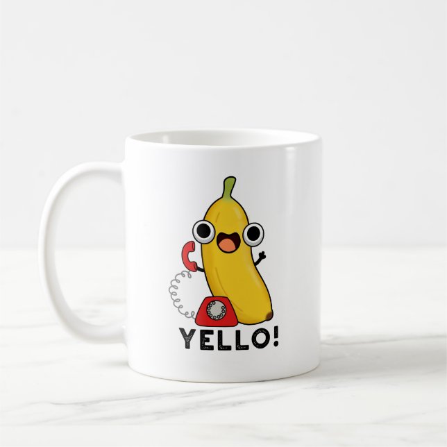 Yello Funny Fruit Gult Banana Pun Kaffemugg (Vänster)