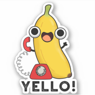 Yello Funny Fruit Gult Banana Pun Klistermärken