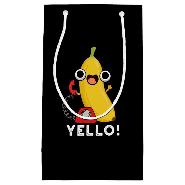 Yello Funny Fruit Gult Banana Pun Mörk BG (Framsidan)