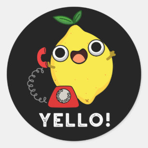 Yello Funny Gult Lemon Pun Mörk BG Runt Klistermärke