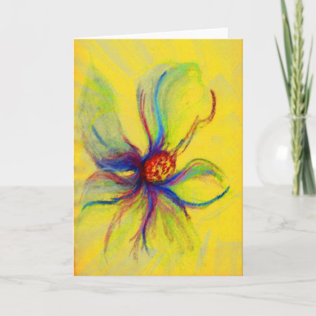 Yello Magnolia Flower Collage Greeting Card Kort (Framsida)