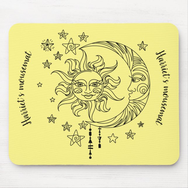 YelloMoon och Stars mousemat - kan vara personlig Musmatta (Framsidan)