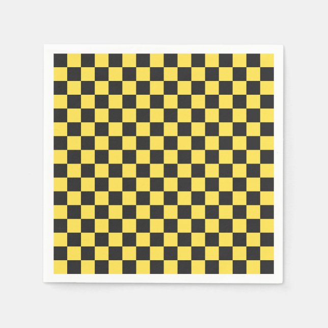 Yellow and black checkerboard pattern pappersservett (Framsidan)