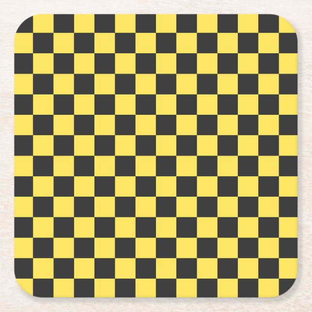 Yellow and black checkerboard pattern underlägg papper kvadrat (Framsidan)